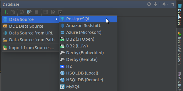 IntelliJ Add New PostgreSQL Data Source.png