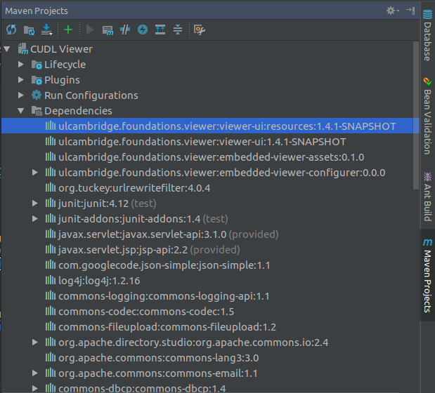 Maven project dependencies for CUDL Viewer UI.png